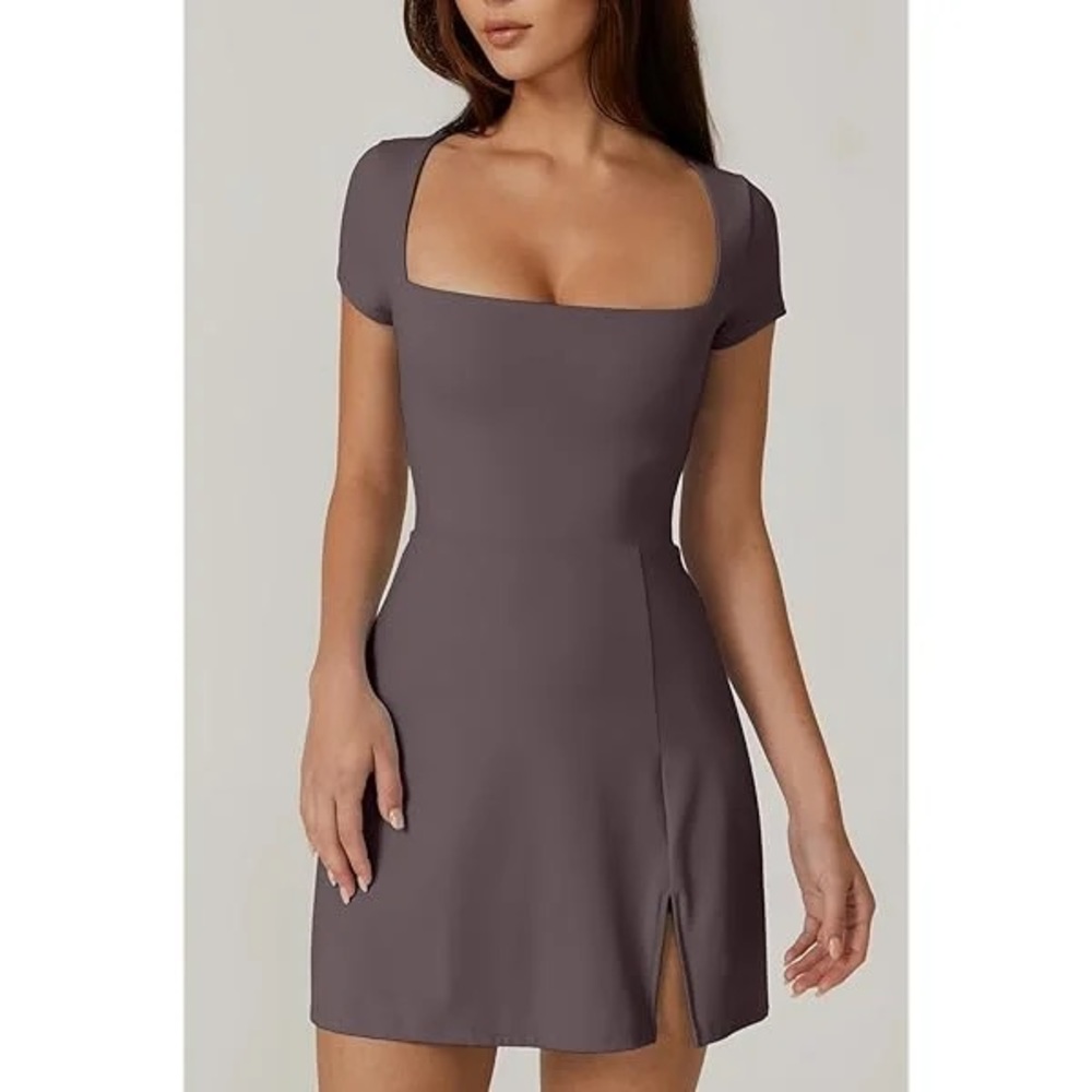 Qinsen Tea Leaf Short Sleeve Dress